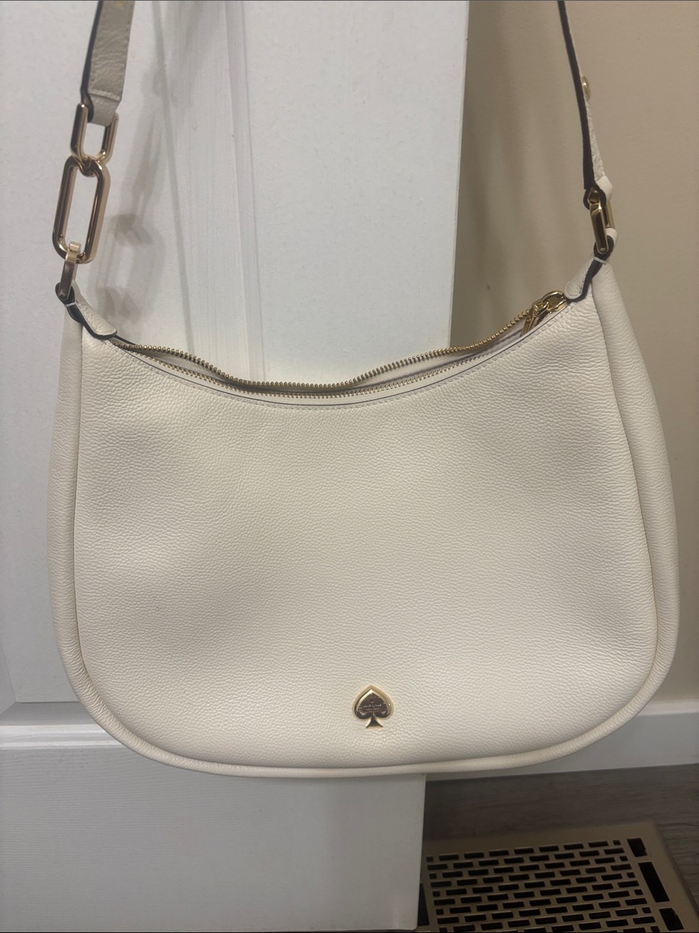 kate spade Cream Pebbled Leather Shoulder/crossbody Bag with Gold Hardware